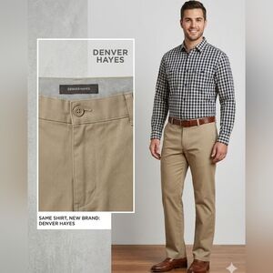 DENVER HAYES Khaki Tan Flat Front Dress Pants Size 32x30